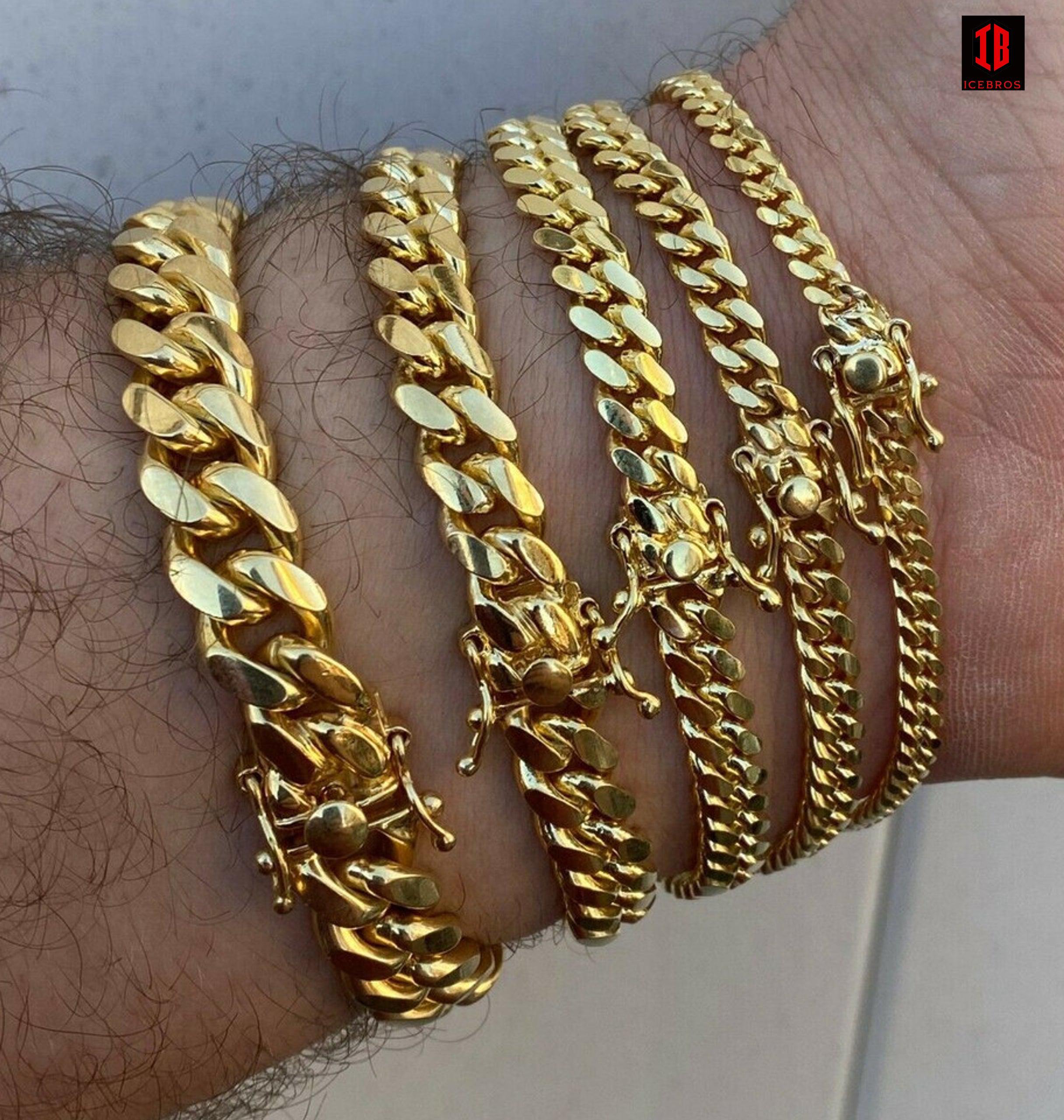Men's Solid 14k Yellow Gold Miami Cuban Link Chain Or Bracelet Box