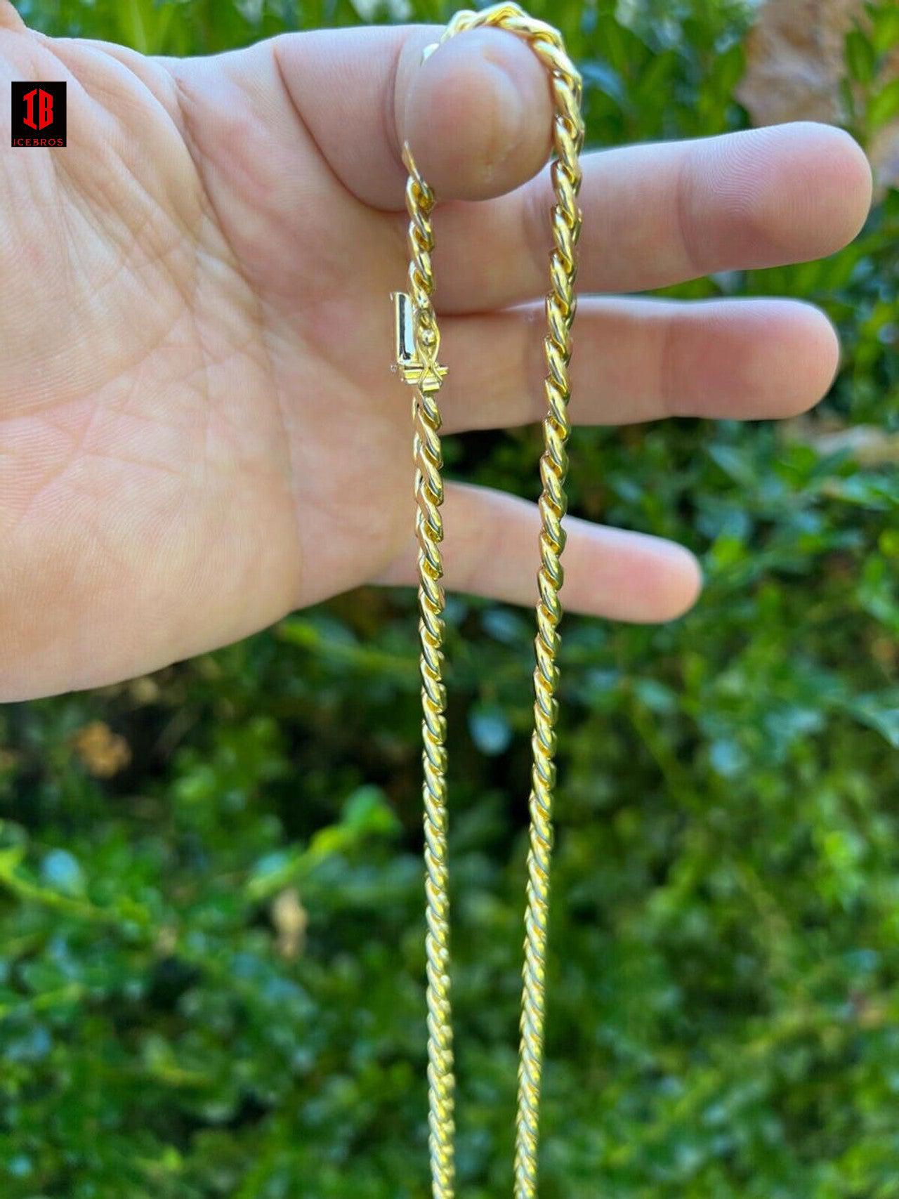 10k HOLLOW SOLID Yellow Gold Miami Cuban Link Chain Necklace 4.5-7mm 18-26" Box Lock