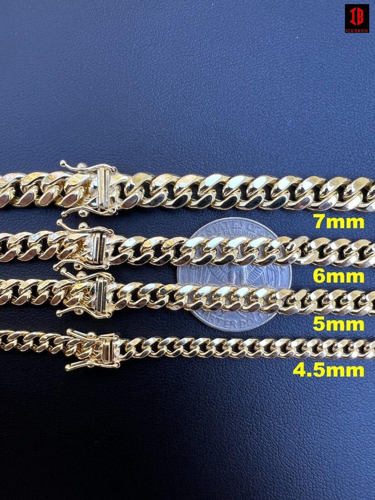 14k HOLLOW SOLID Yellow Gold Miami Cuban Link Chain Necklace 4.5-7mm 18-26" Box Lock