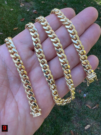 14k HOLLOW SOLID Yellow Gold Miami Cuban Link Chain Necklace 4.5-7mm 18-26inch Box Lock