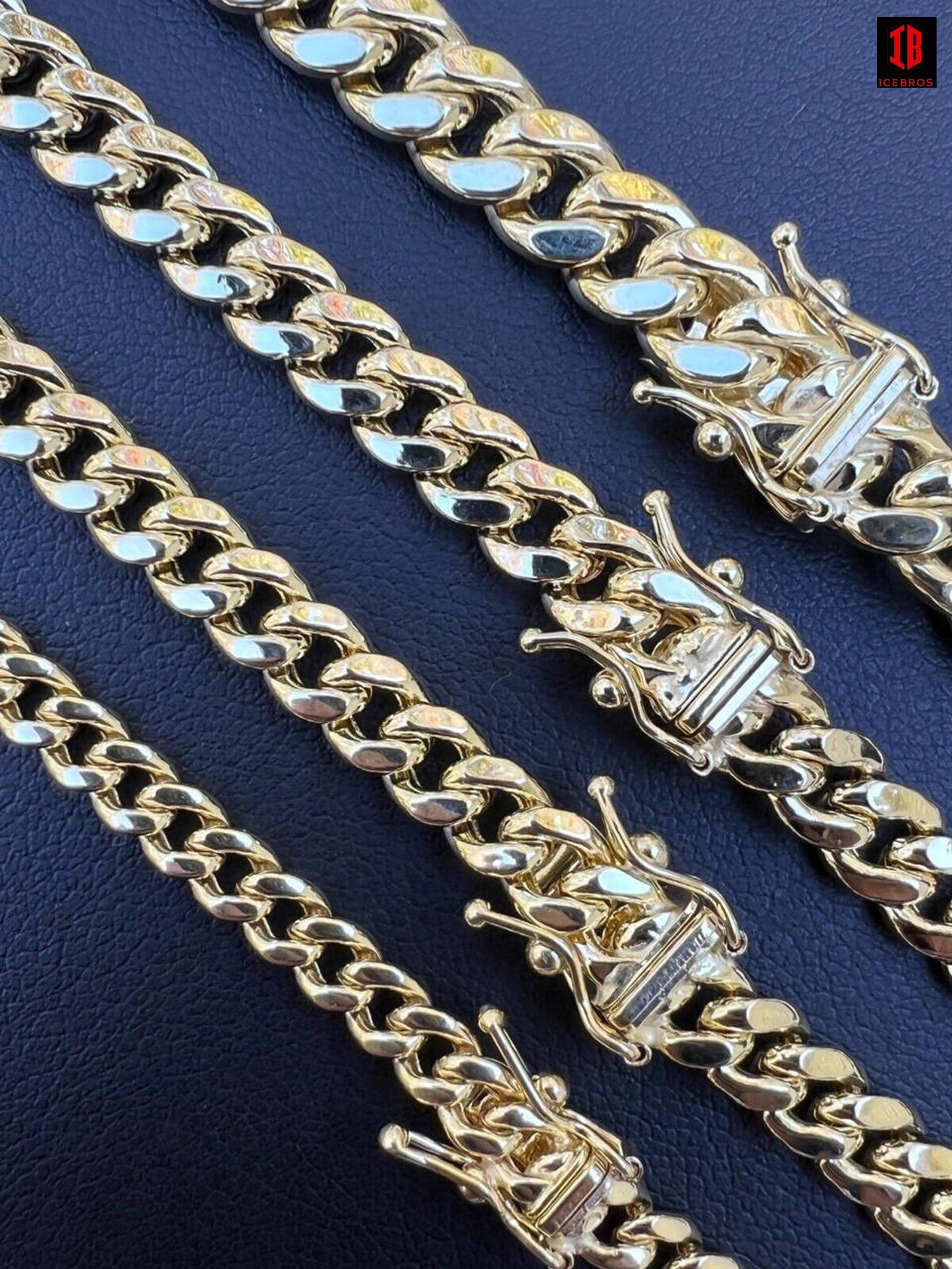 14k HOLLOW SOLID Yellow Gold Miami Cuban Link Chain Necklace 4.5-7mm 18-26inch Box Lock