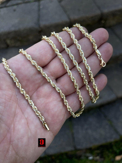 10k Men's Women's Solid Yellow Gold ITALIAN Rope Chain Necklace 1.5mm-6mm