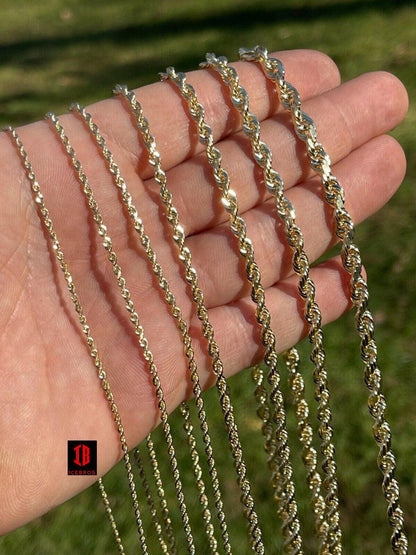 10k Men's Women's Solid Yellow Gold ITALIAN Rope Chain Necklace 1.5mm-6mm