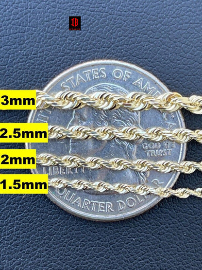 10k Men's Women's Solid Yellow Gold ITALIAN Rope Chain Necklace 1.5mm-6mm