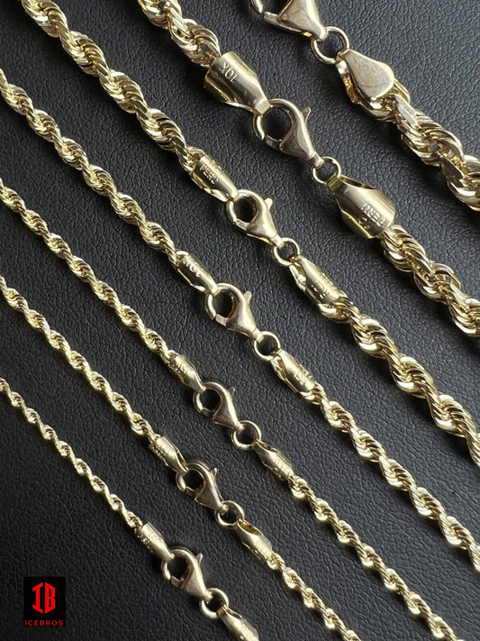 10k Men's Women's Solid Yellow Gold ITALIAN Rope Chain Necklace 1.5mm-6mm