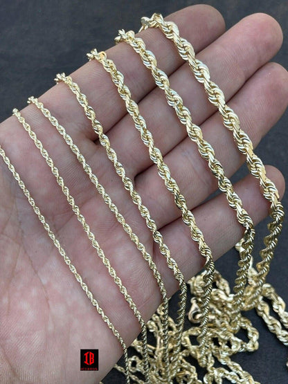 10k Men's Women's Solid Yellow Gold ITALIAN Rope Chain Necklace 1.5mm-6mm