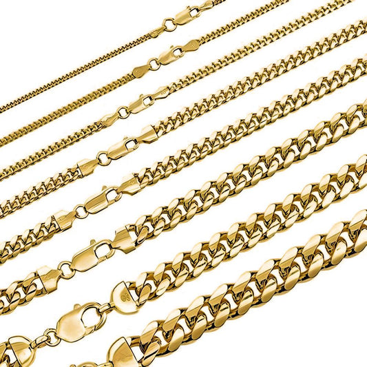 14k Gold Over 925 ITALY Silver Cuban Link Chain (Lobster Clasp) (2-12mm)