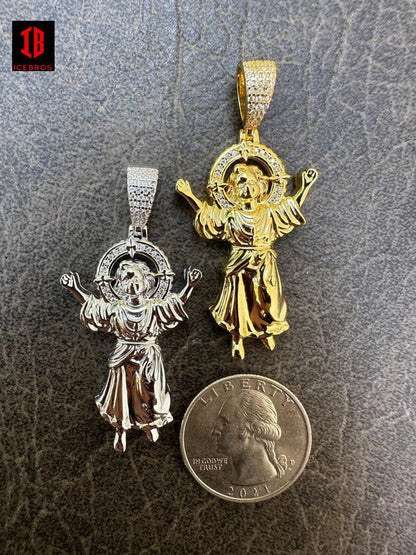 MOISSANITE Iced Santo Niño de Atocha Baby Jesus Pendant Necklace Solid 925 Silver