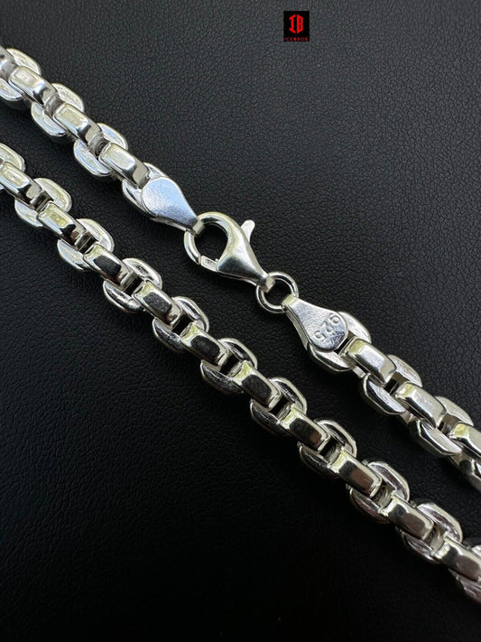 925 Sterling Silver 6mm Men's Puffed Vermeil Rolo Link Chain Necklace