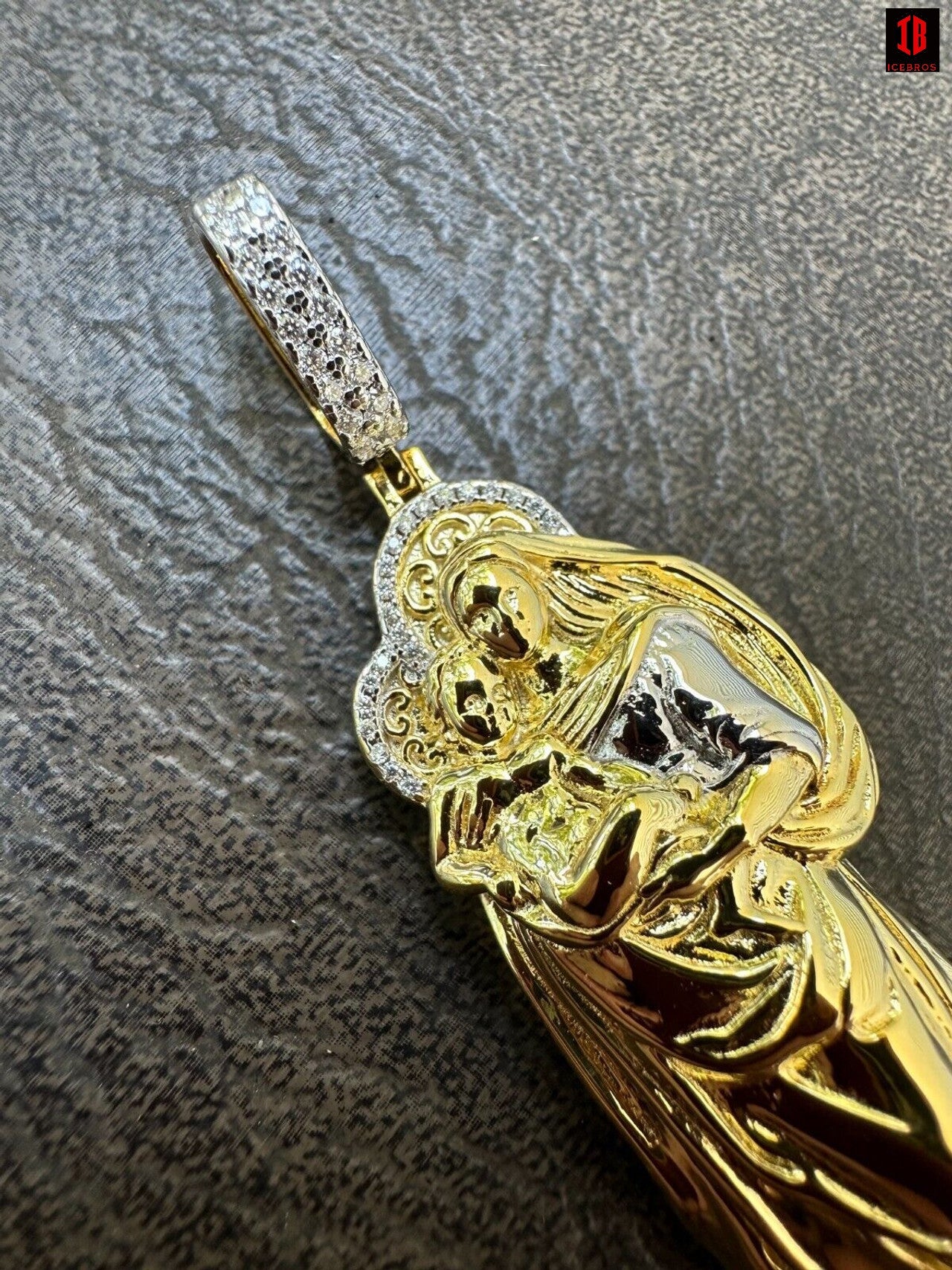 MOISSANITE Virgin Mary 3D Pendant Fine 925 ITALY Silver - 14k, White, Rose Gold