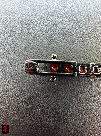 3mm Black & Red CZ Tennis Bracelet Real Iced 925 Sterling Silver Unisex