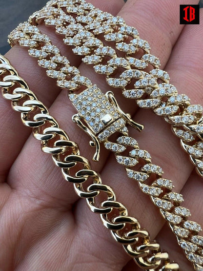 Real Diamond Solid 14k Yellow Gold Iced 6mm Miami Cuban Link Chain Necklace 6-8ct