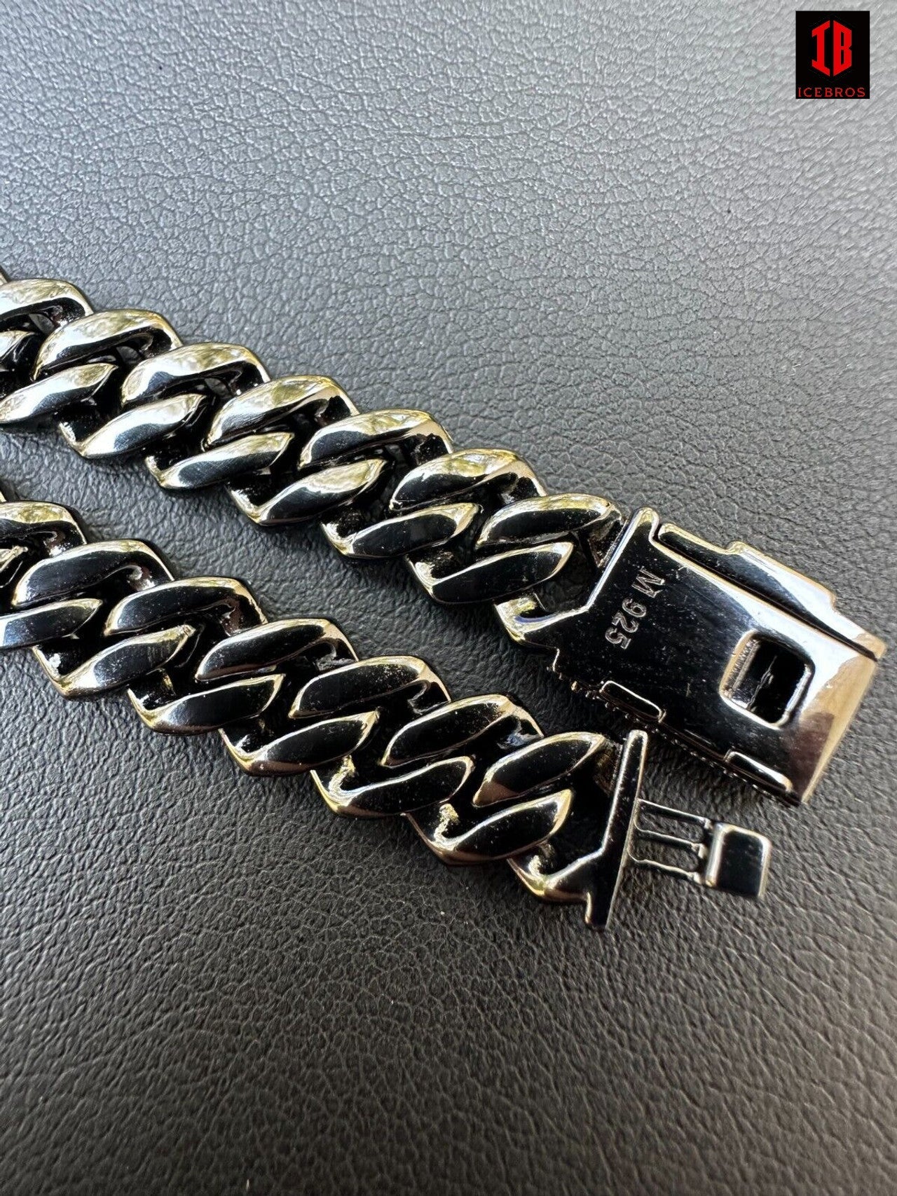 925 Sterling Slver black diamond cuban bracelet