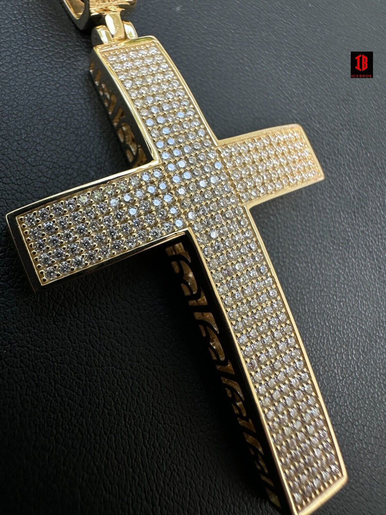 Solid 10k WHITE Gold 3ct VVS Moissanite Cross Pendant Necklace 19g Mens Large