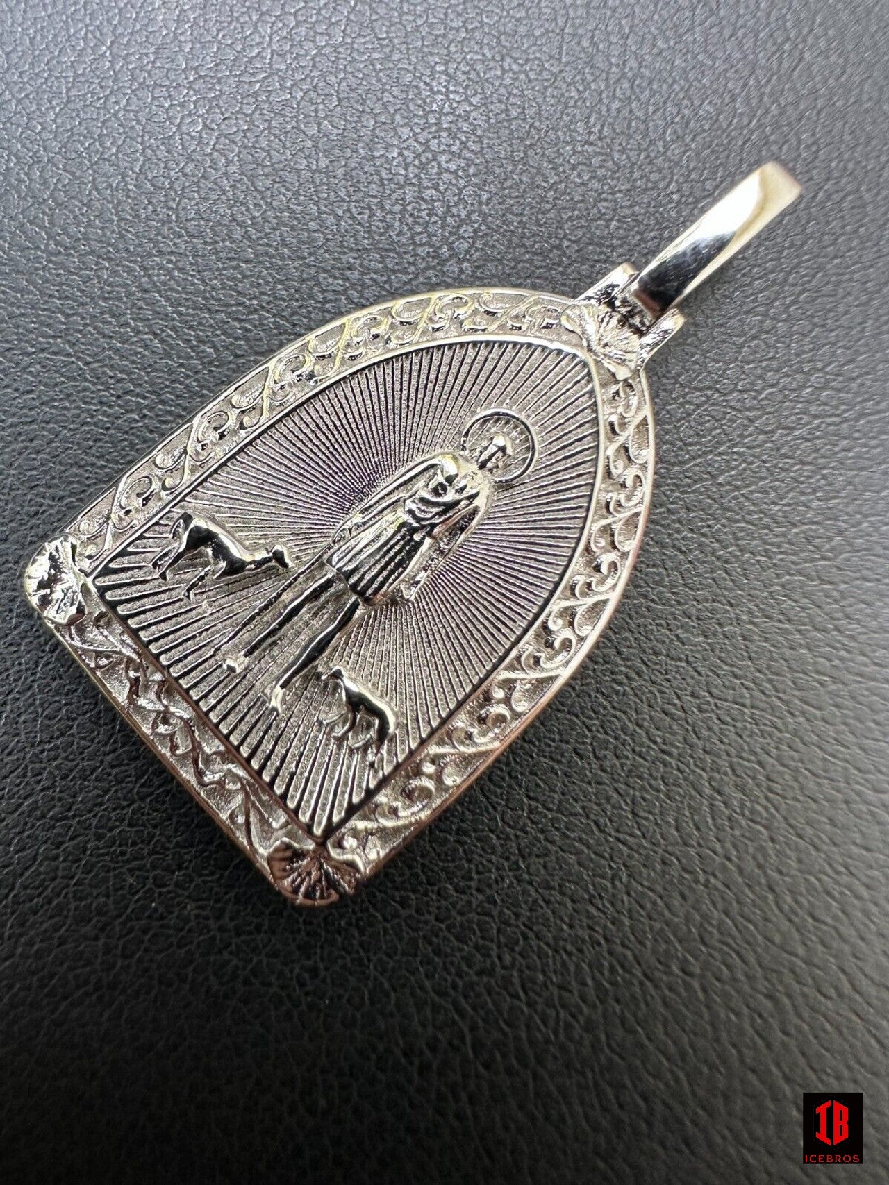 St Lazarus Plain Real 925 Silver / Gold Plated Saint Necklace Pendant San Lazaro