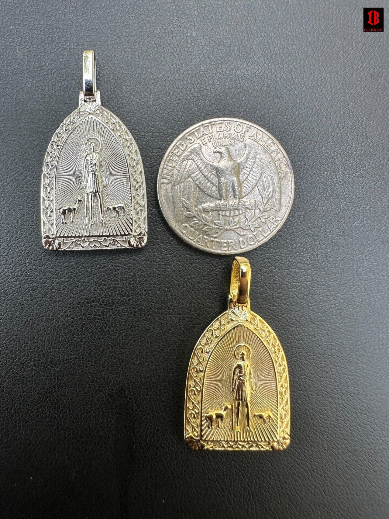 St Lazarus Plain Real 925 Silver / Gold Plated Saint Necklace Pendant San Lazaro