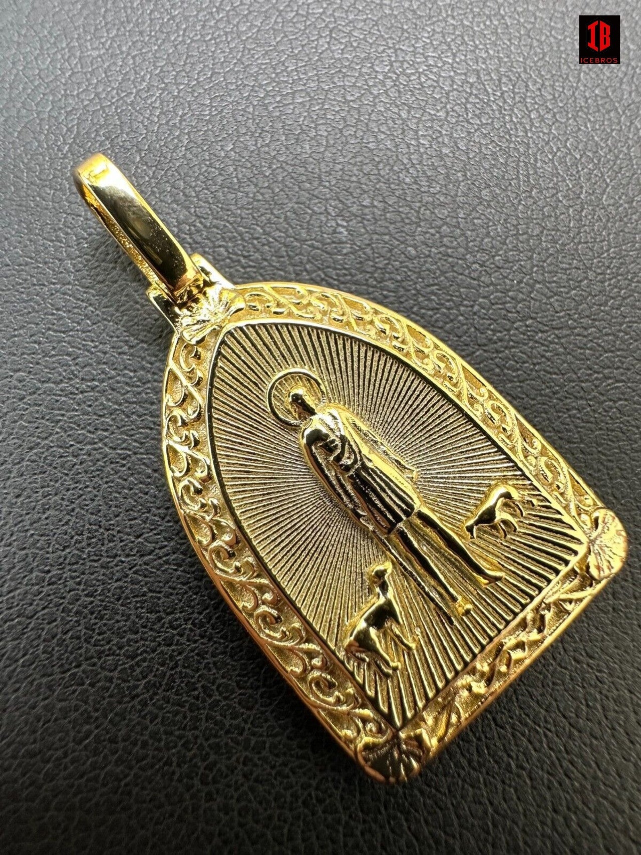 St Lazarus Plain Real 925 Silver / Gold Plated Saint Necklace Pendant San Lazaro