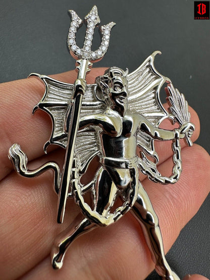 MOISSANITE Devil Satan Pendant - Moissanite Demon Necklace 14k Gold & 925 Silver