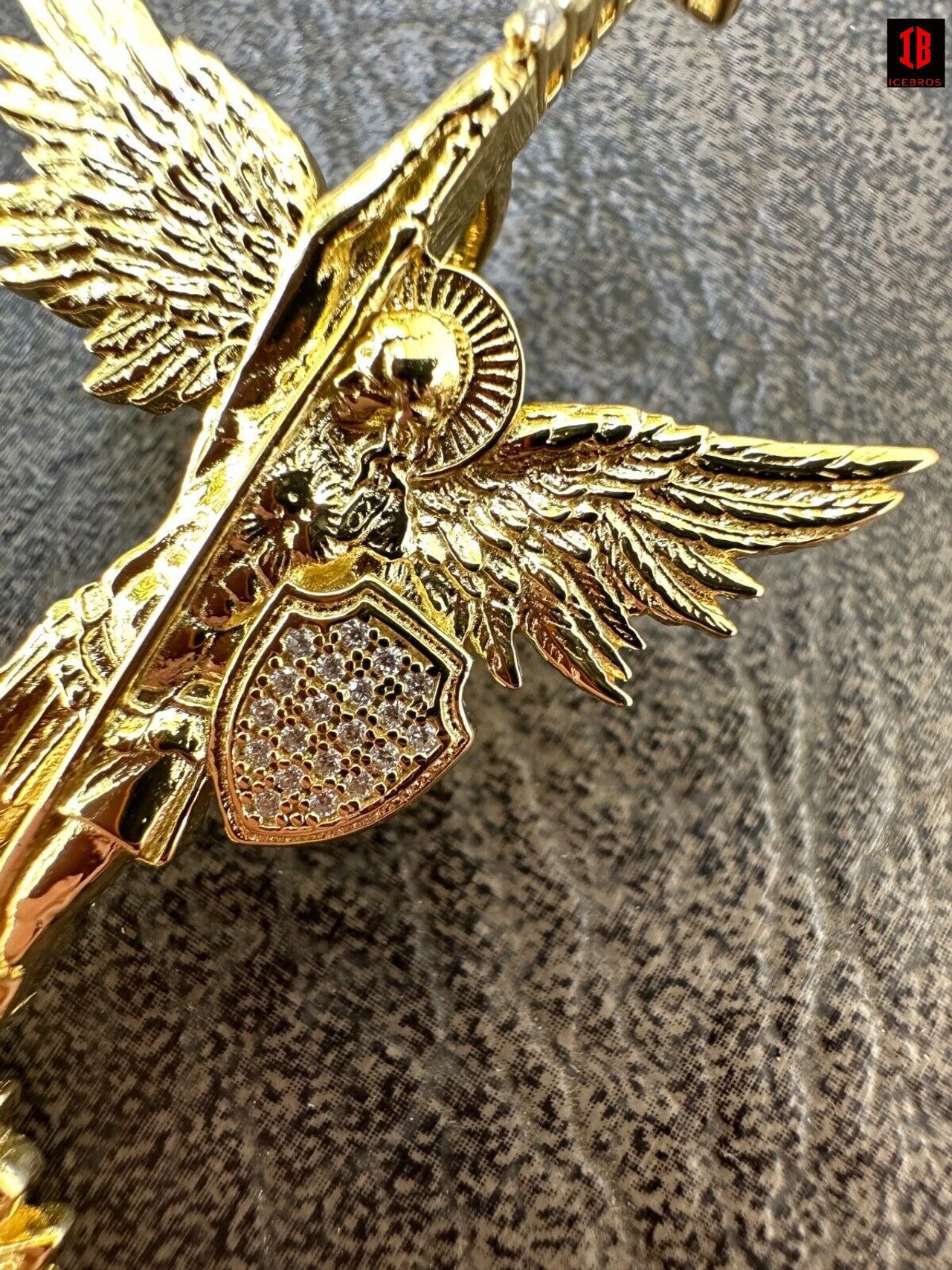 MOISSANITE Real Solid 10k Gold Saint Michael Slaying Dragon Pendant - 3 Sizes