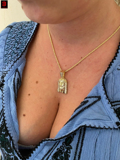 Real Solid 10k Yellow Gold Moissanite Jesus Piece Pendant Iced Hip Hop Necklace