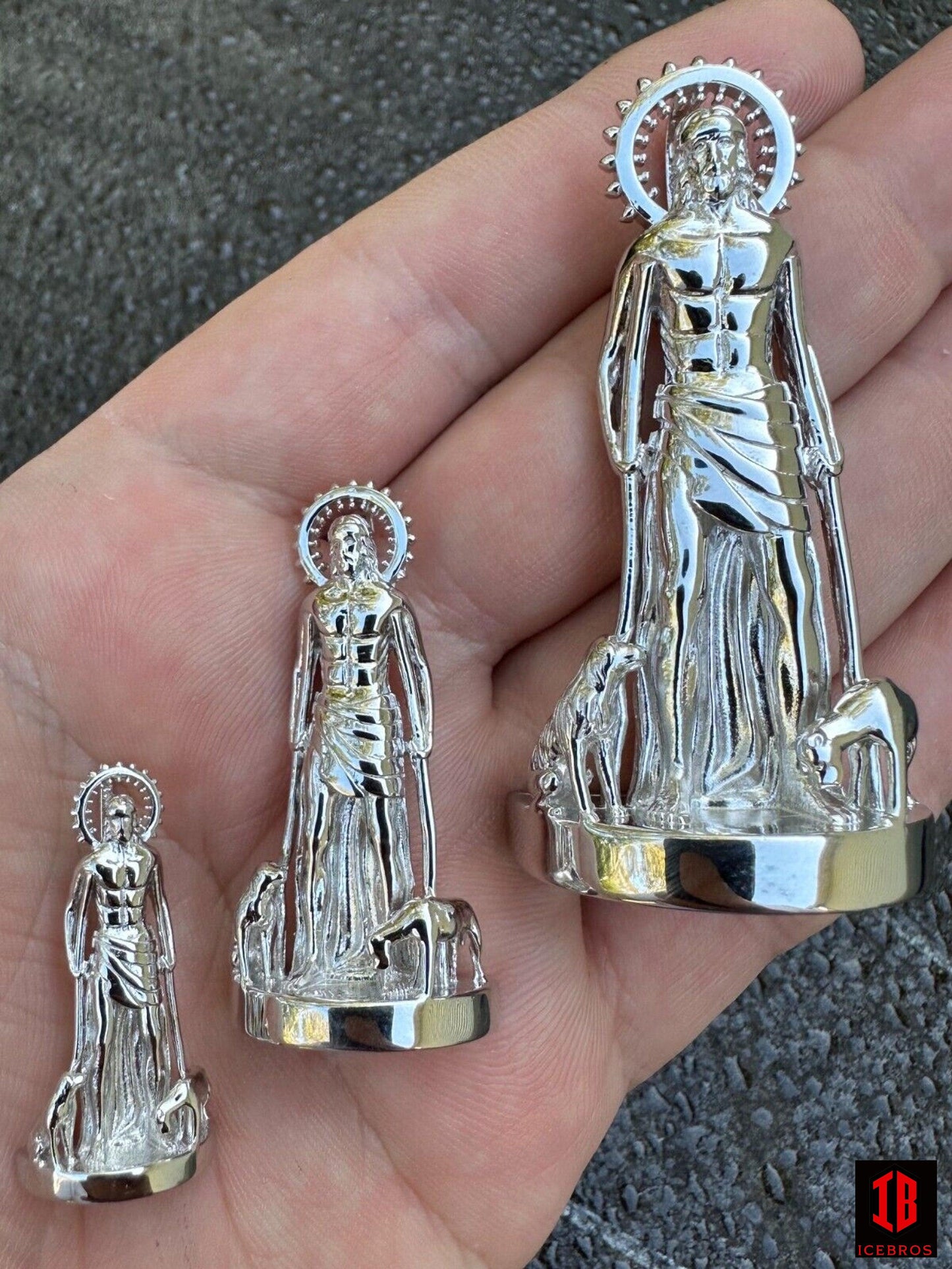 3D Real Solid 925 Silver Saint St Lazarus Necklace Pendant Plain San Lazaro