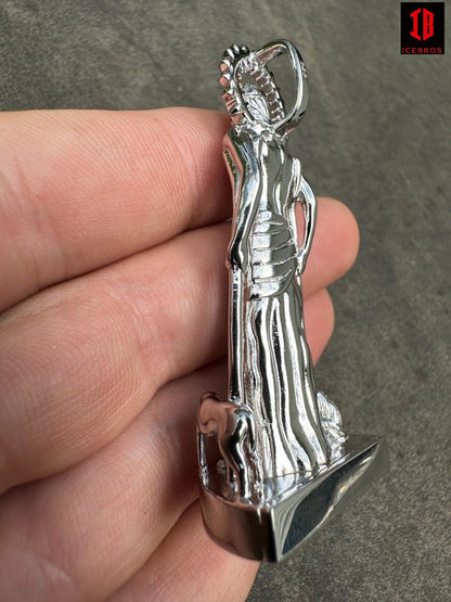 3D Real Solid 925 Silver Saint St Lazarus Necklace Pendant Plain San Lazaro