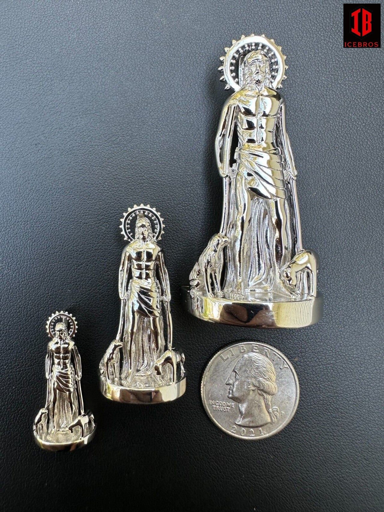 3D Real Solid 925 Silver Saint St Lazarus Necklace Pendant Plain San Lazaro