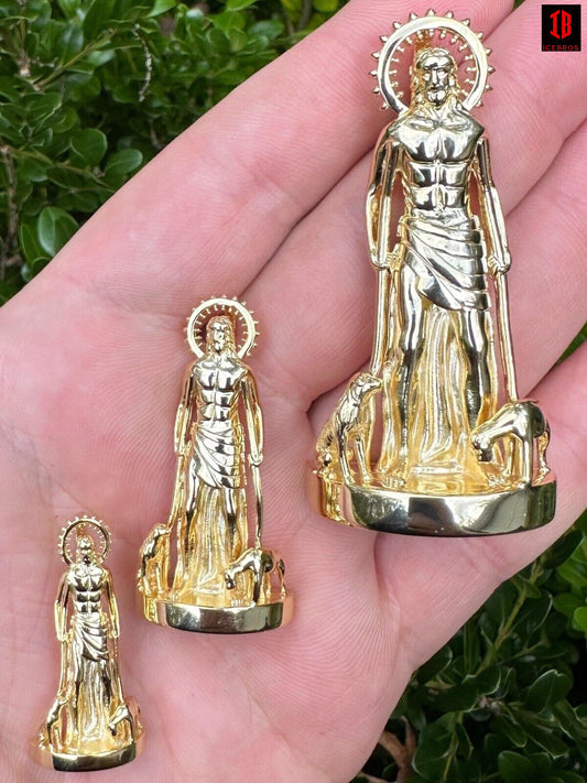 3D Real Solid 925 Silver Saint St Lazarus Necklace Pendant Plain San Lazaro