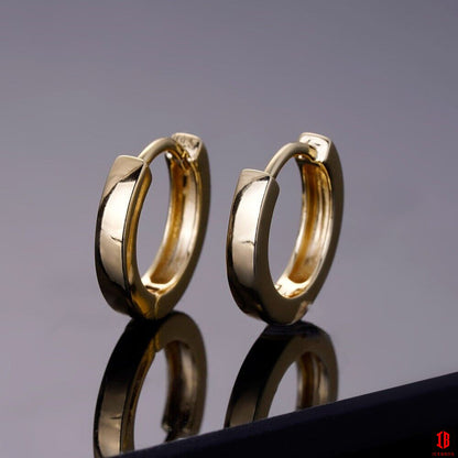 Real 14k Gold Vermeil 925 Silver Hoops Mens Ladies Small Huggie Earrings 12mm