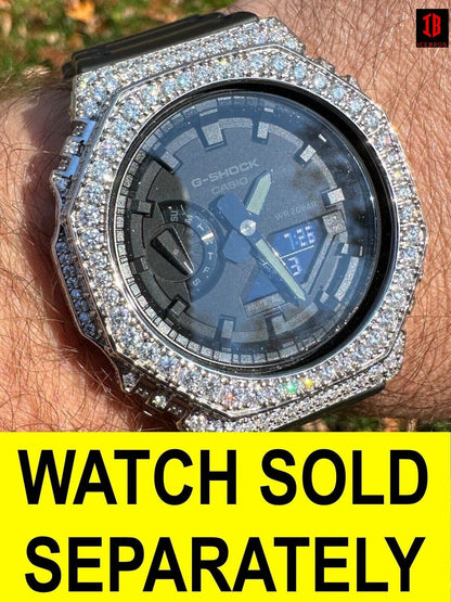 MOISSANITE Real 925 Silver Iced BEZEL Kit To Ice Out Casio G Shock GA-2100 Watch