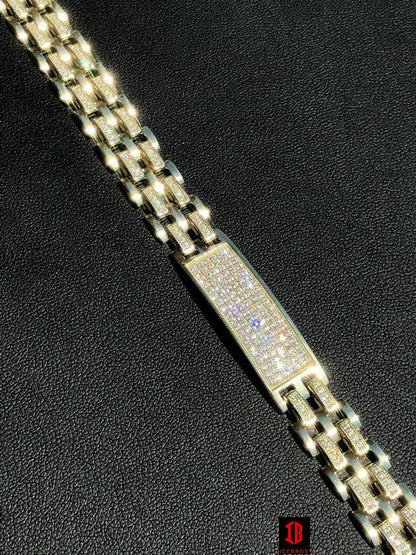 14k Gold Over Solid 925 Silver Diamonds Icy Hip Hop Men’s Presidential Bracelet