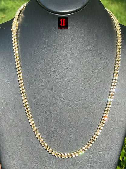 14k Gold Vermeil 925 Silver Miami Cuban Iced Baguette Chain Necklace Mens Ladies