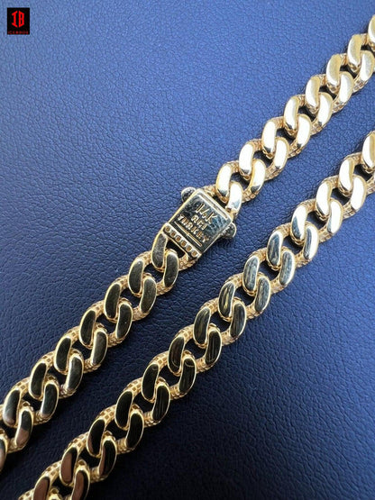 14kT HOLLOW Light 6.5mm Genuine Yellow Gold Miami Cuban Link Chain Diamond Cut Necklace Two Tone