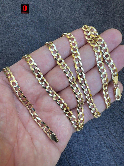 14k Solid Genuine Yellow Gold Curb Miami Cuban Link Chain 16-30inch 2.5-12mm Chain