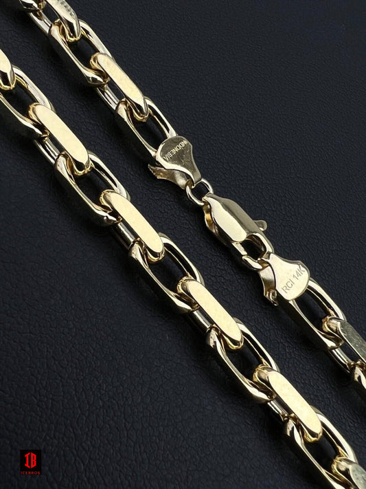 14k Real Solid Yellow Gold Rolo Hermes Link Chain Necklace HEAVY Link 5mm