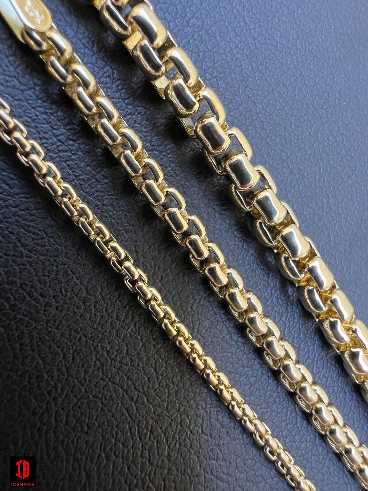 14kt Real Genuine Yellow Gold Rounded Box Rolo Chain 1.5mm-3.5mm 16-24inch Necklace