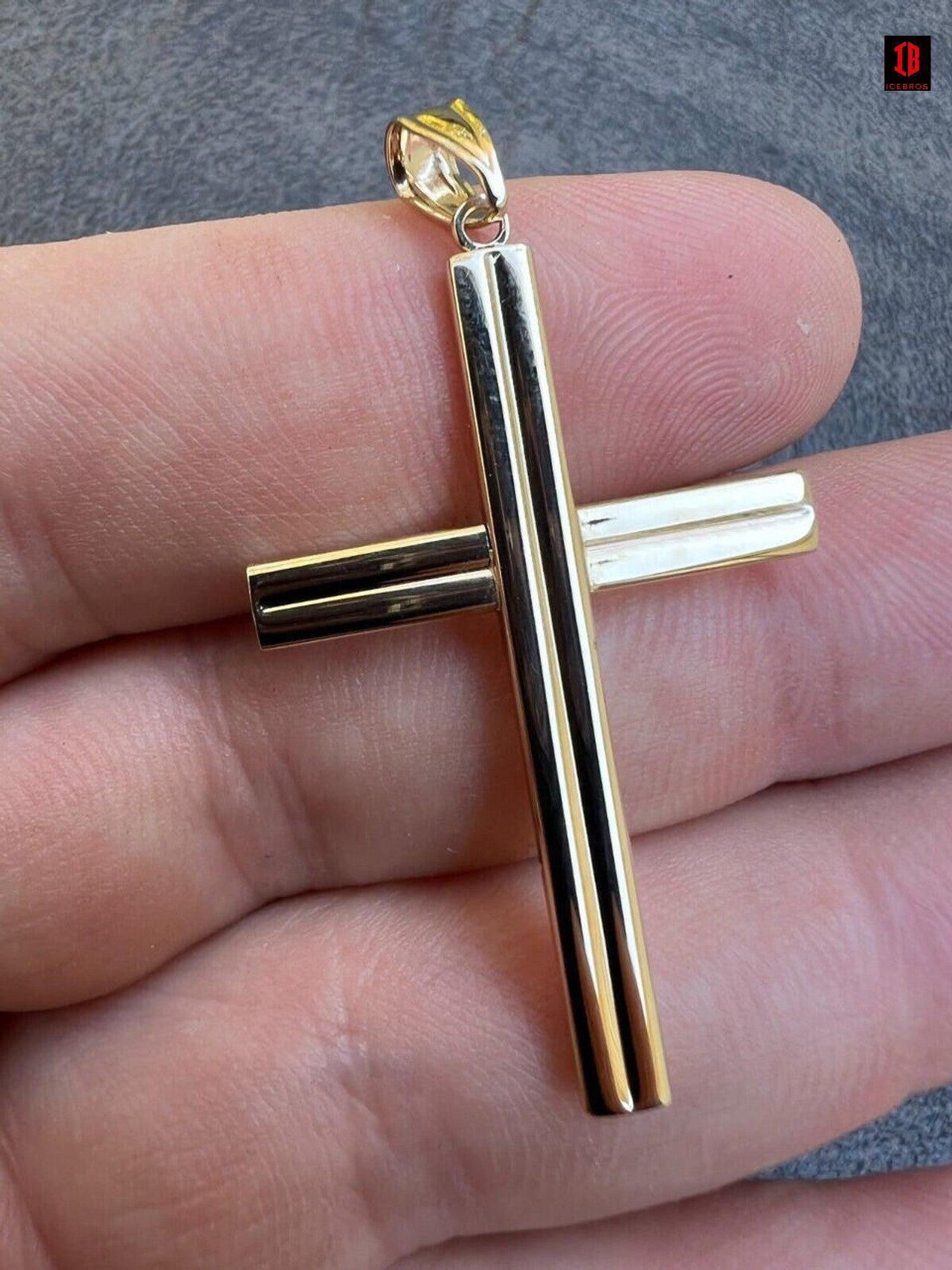 14kt Yellow Gold Plain Cross Crucifix Pendant Necklace Mens Ladies Unisex