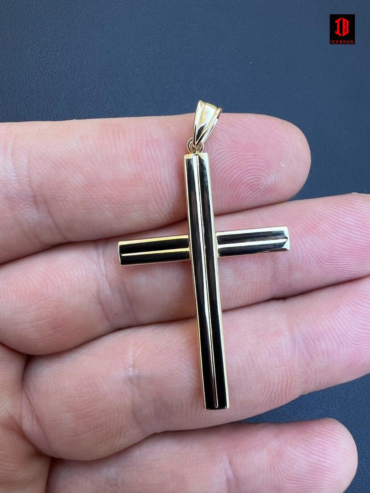 14kt Yellow Gold Plain Cross Crucifix Pendant Necklace Mens Ladies Unisex