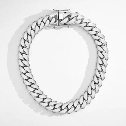 White Gold Rhodium Handmade Tight Link Miami Cuban Chains In 999 Silver - MADE TO ORDER In 1-2 Weeks