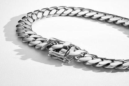 White Gold Rhodium Handmade Tight Link Miami Cuban Chains In 999 Silver - MADE TO ORDER In 1-2 Weeks