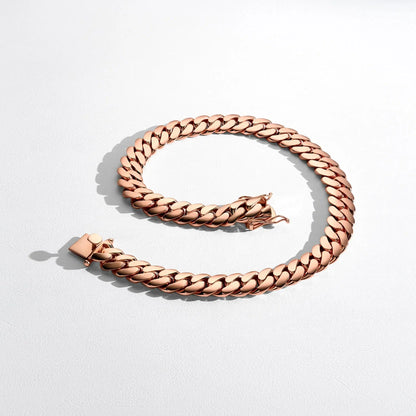 Rose Gold Handmade Tight Link Miami Cuban Chains In 999 Silver - MADE TO ORDER In 1-2 Weeks