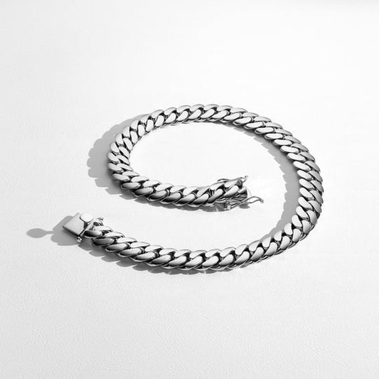 White Gold Rhodium Handmade Tight Link Miami Cuban Chains In 999 Silver - MADE TO ORDER In 1-2 Weeks