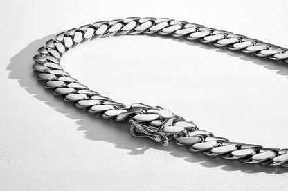 White Gold Rhodium Handmade Tight Link Miami Cuban Chains In 999 Silver - MADE TO ORDER In 1-2 Weeks