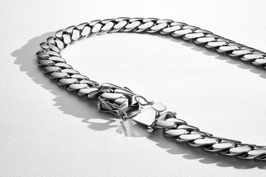 White Gold Rhodium Handmade Tight Link Miami Cuban Chains In 999 Silver - MADE TO ORDER In 1-2 Weeks