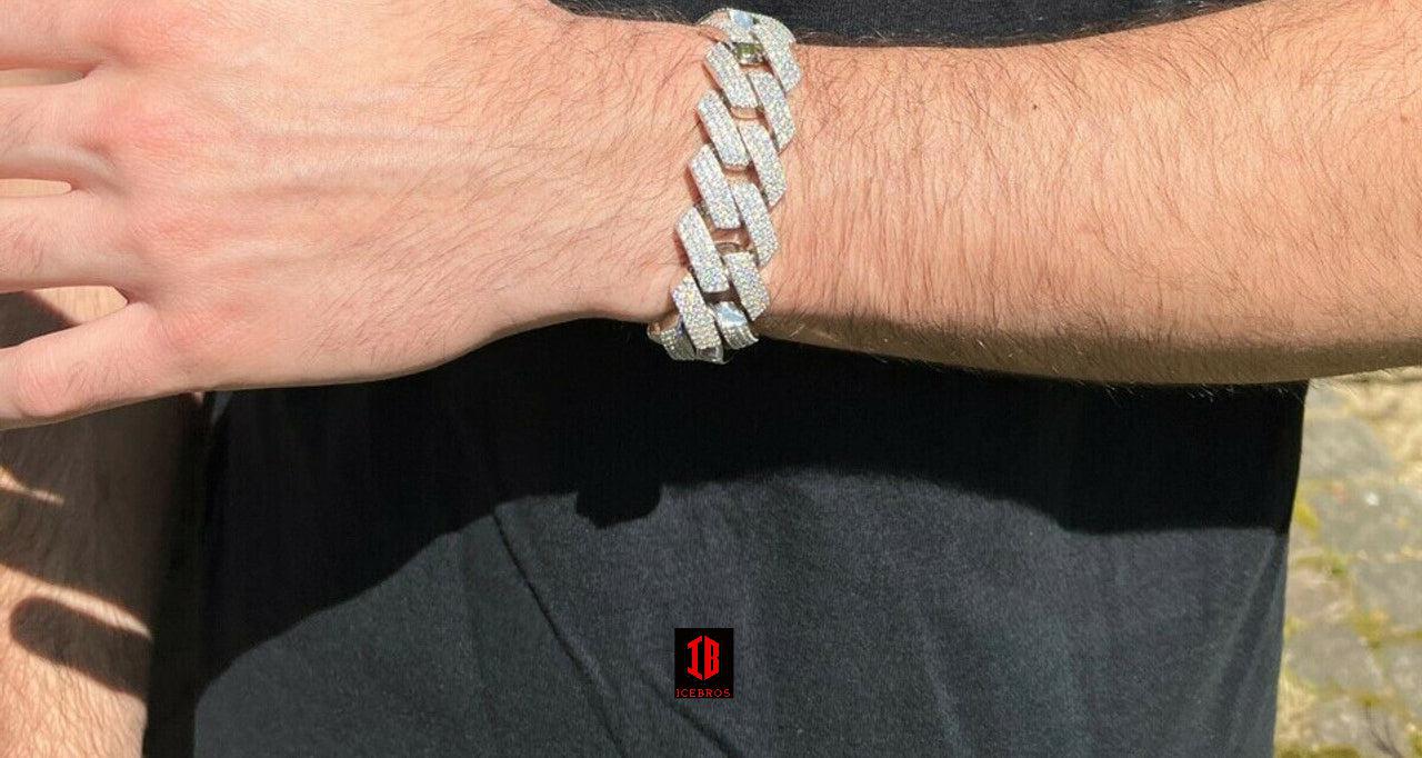 White Gold Miami Curb Cuban Link Bracelet Detailed View 