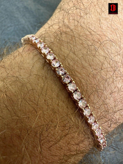 3mm Pink Stone CZ Tennis Bracelet Vermeil 925 Sterling Silver 14k Rose Gold Plated