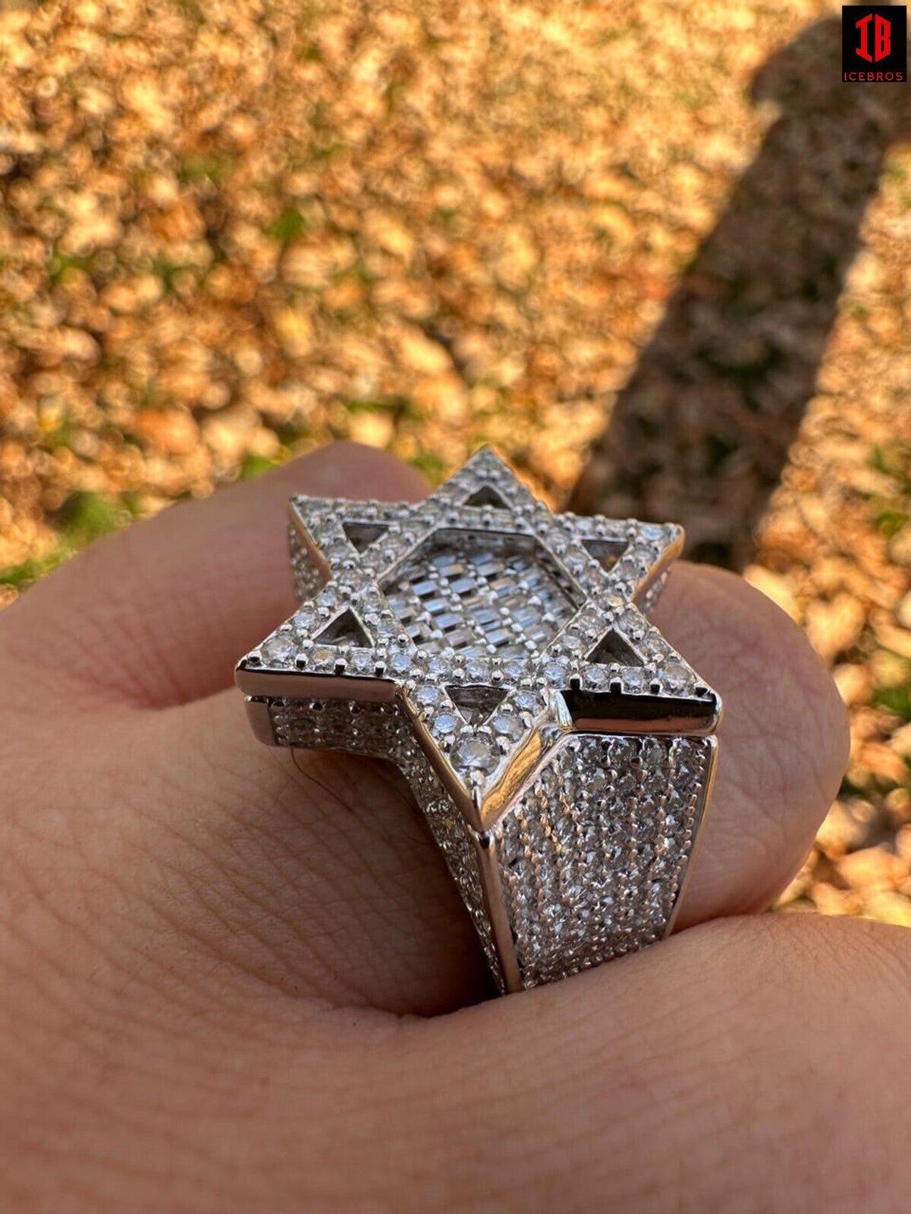 Star Of David Baguette VVS Moissanite Diamond Men's 925 Sterling Silver Ring