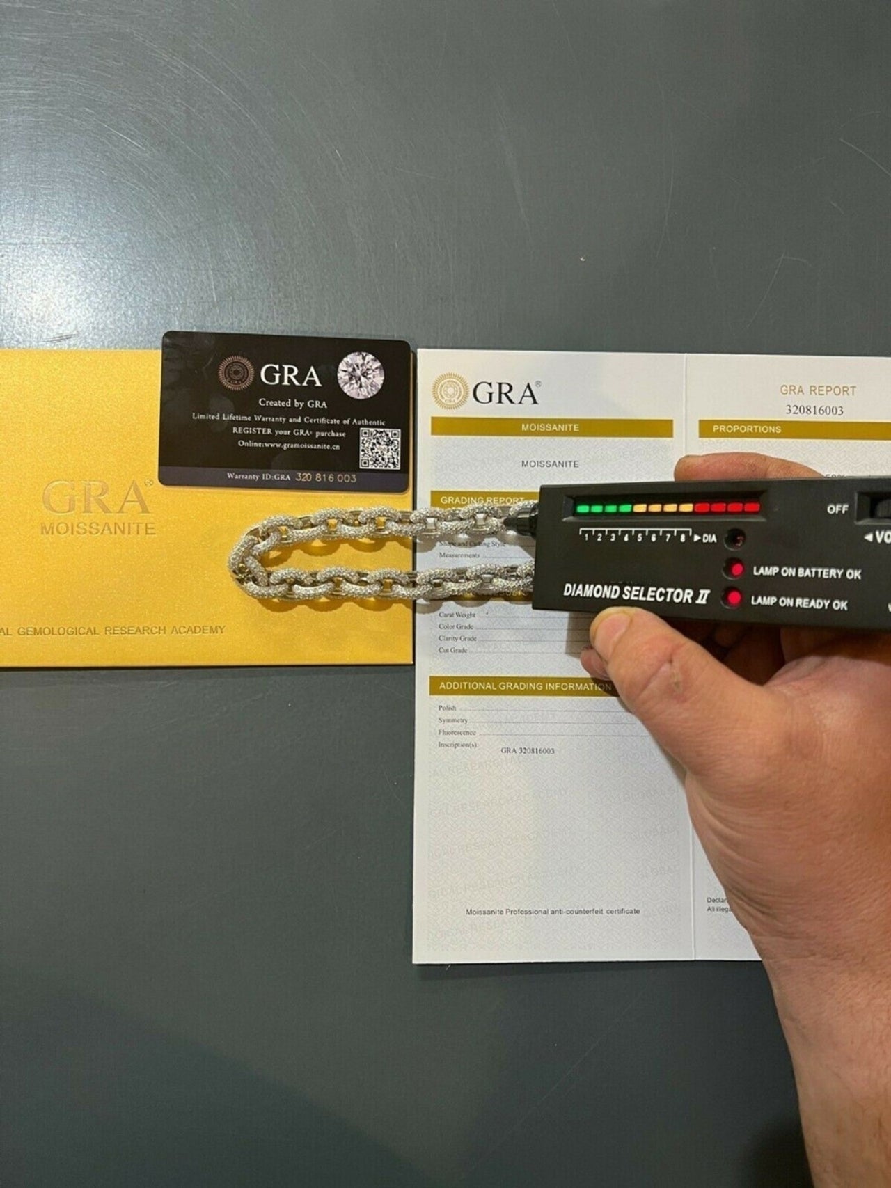 White Gold Rolo Link Chain Necklace Passing the Diamond tester and verfied by Gra Authentication 