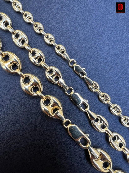 14k HOLLOW Solid Yellow Gold Puffed Mariner Gucci Link Chain 5-9mm Thick 16-24inch Men Ladies