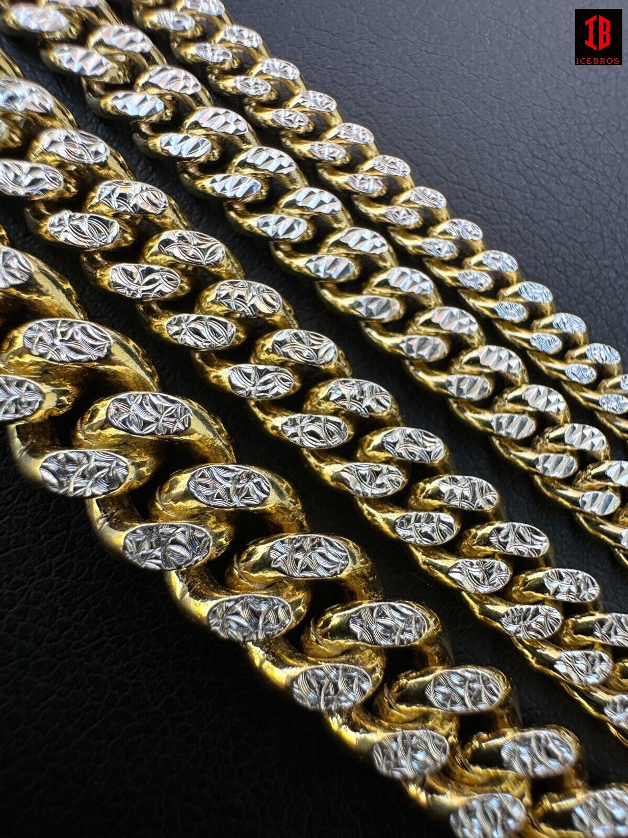 Miami Cuban Bracelet Diamond Cut Two Tone 14k White Gold Vermeil Real 925 Silver